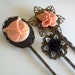 Peach Owl Antique Brass Bobby Pin Set - Formal Chic Roses Regency Wedding EGL EGA Everday