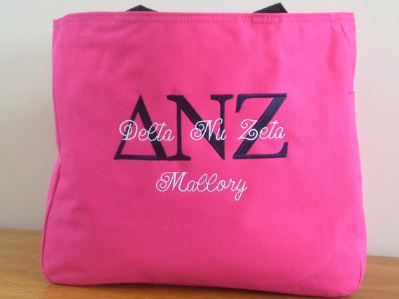 Personalized Sorority Tote Bag Custom Embroidery by Bloomingdeals