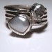 Sterling stacking set with pearl and silvery rough diamond