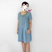 Zakka hunting - - plain blue slouch pocket pintuck front summer picnic tunic dress
