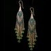 Fine Beaded Gold and Malachite woven Chandelier Earrings