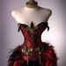 The Mardi Gras Victoria Velvet Dita III Burlesque Feather Corset Costume Small - Medium 32 - 34
