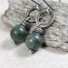 Stone Earrings Fused Fine Silver Green Line Jasper