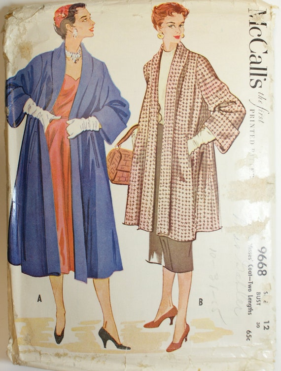 1950s Swing Coat Pattern Bust 30 McCall's 9668