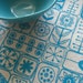scandi - screenprinted fabric in seafoam turquoise on oatmeal