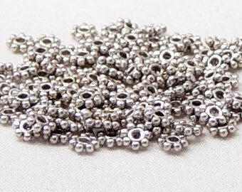 Bead Spacer 100 Antique Silver Daisy Flower 4mm NF (1014spa04s1)