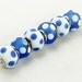 6 Lampwork European Rondelle Beads with Silver Plated Eyelets Polka Dot 13mm wide (1013pan13b3)