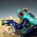 Red Eyed FROG PENDANT Dichroic GLASS Lampwork Borosilicate Focal Boro Bead Sun Catcher Totem