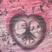 PEACE sign pink heart jersey knit extra wide fabric BTY