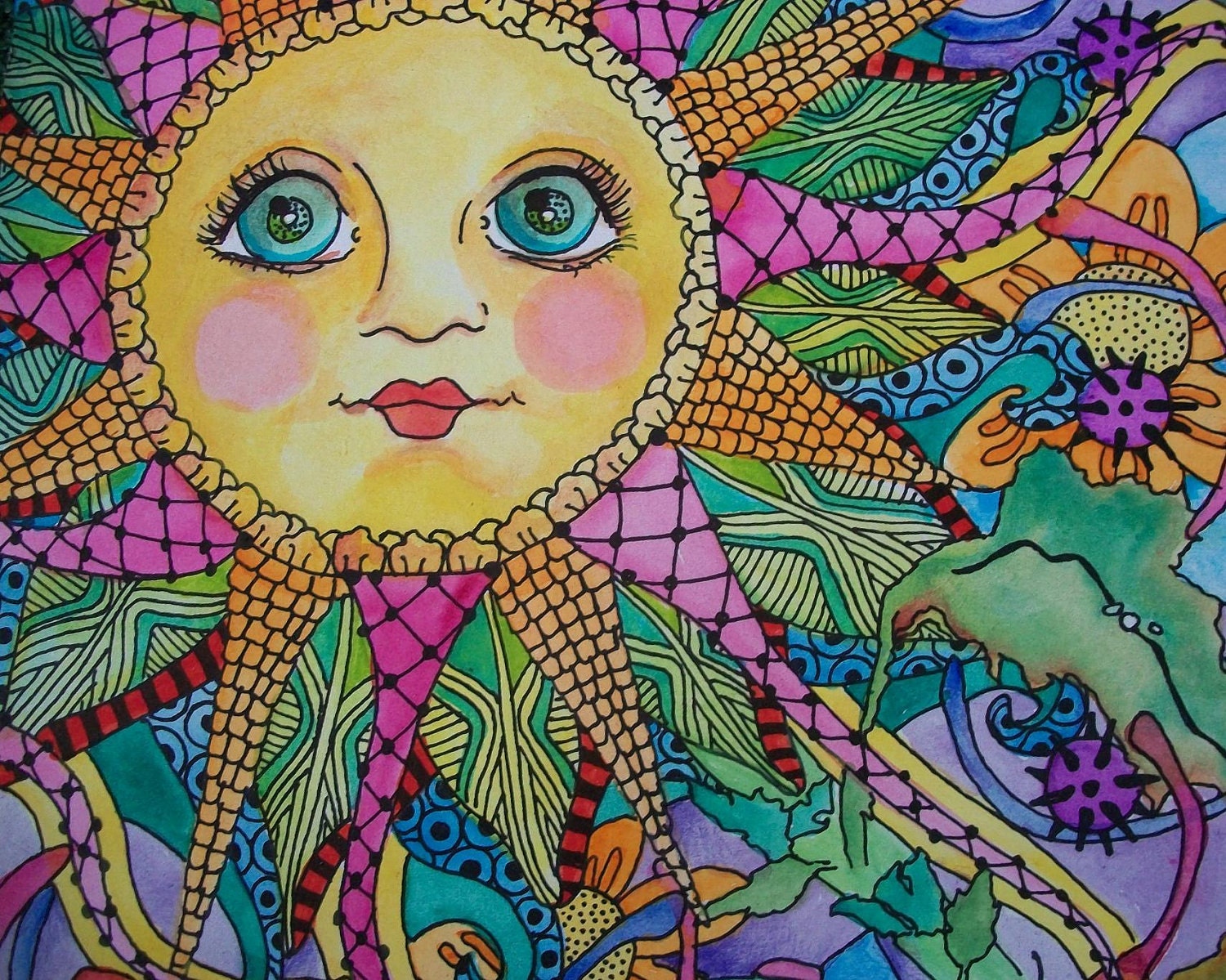 Midnight in My Psychedelic Garden Singleton Hippie art