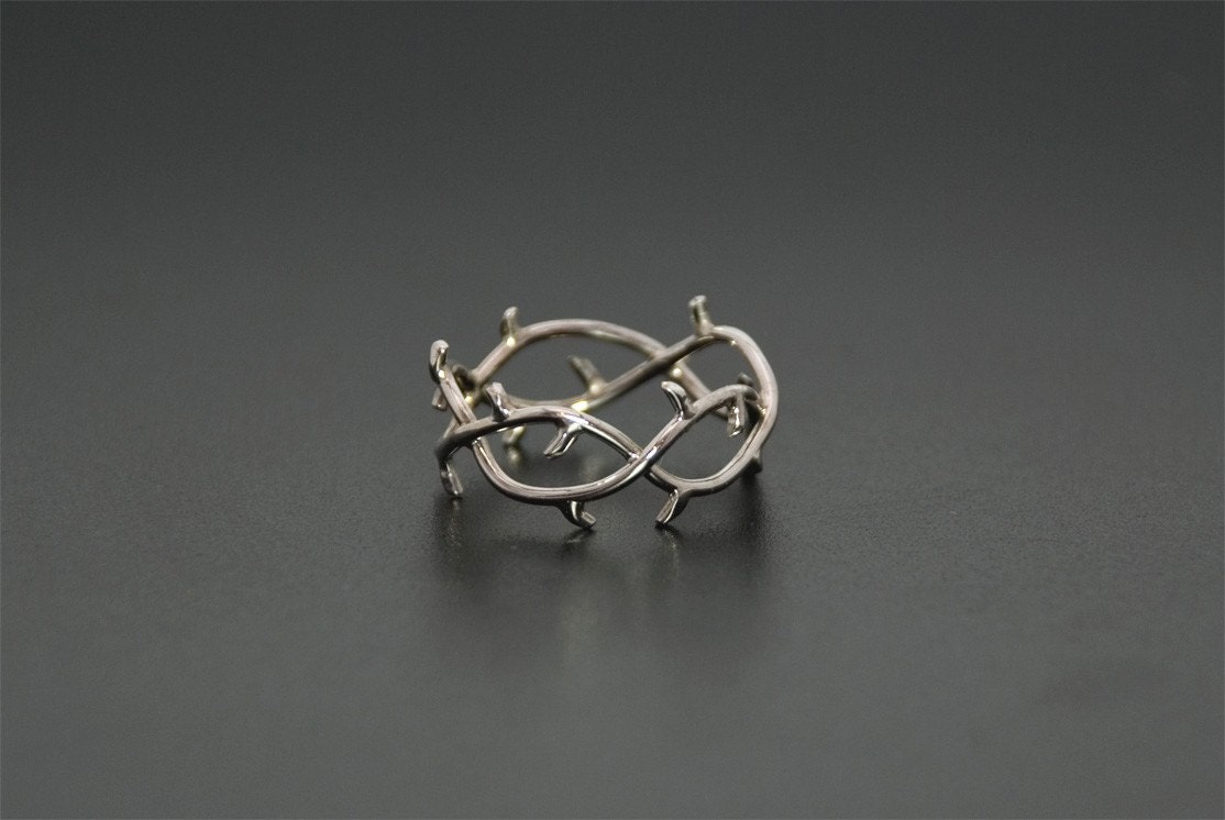 Crown of Thorns Ring 14k White Gold