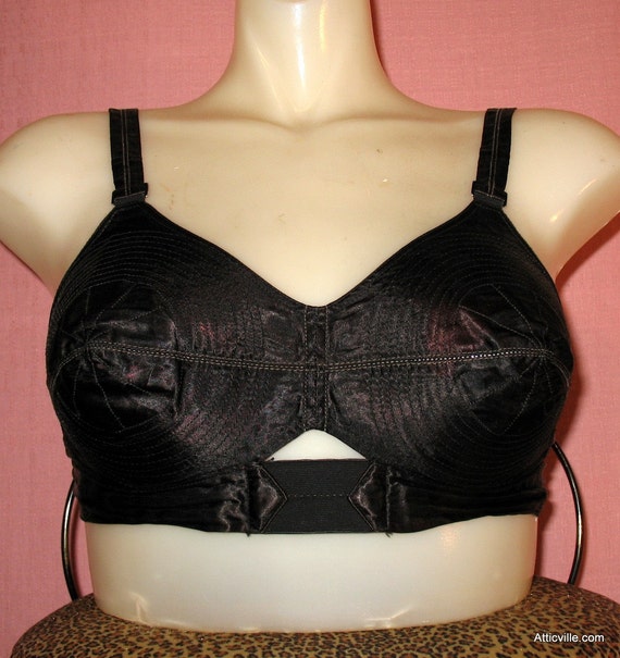 Vintage 1950s Bullet Bra By Chasonette Maidenform Black Pin 