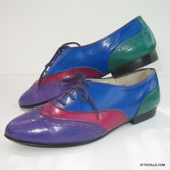 multi colored wingtip shoes