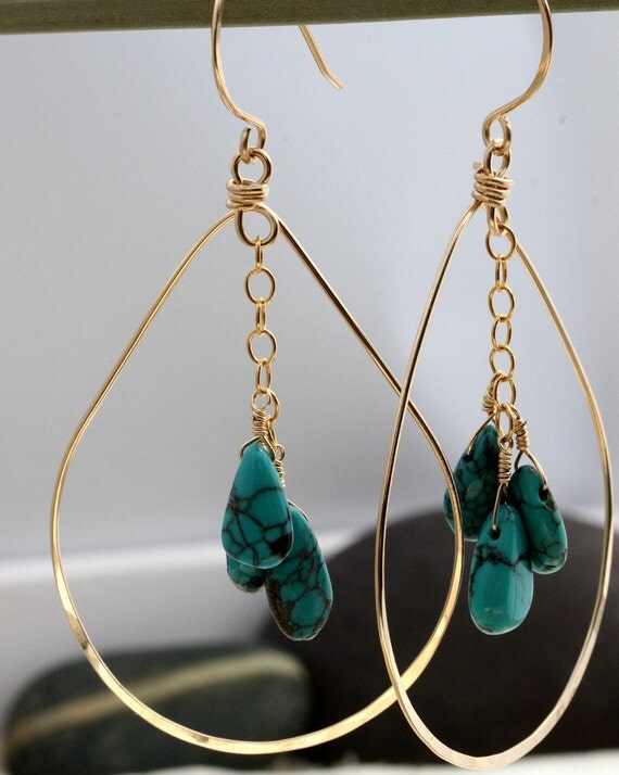 Gold Hoop Earrings With Turquoise Turquoise Hoop Earrings 7409