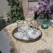 Vintage Ice Cream Sundae Set/ Silver Plate Tray w/4 Sundae Cups