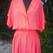 Pretty Vintage Coral Silk Dress/Made in Hong Kong