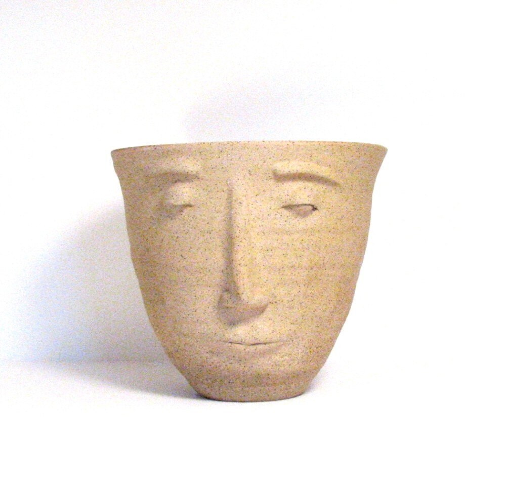 Face Flower Pot by amyhuntpottery on Etsy