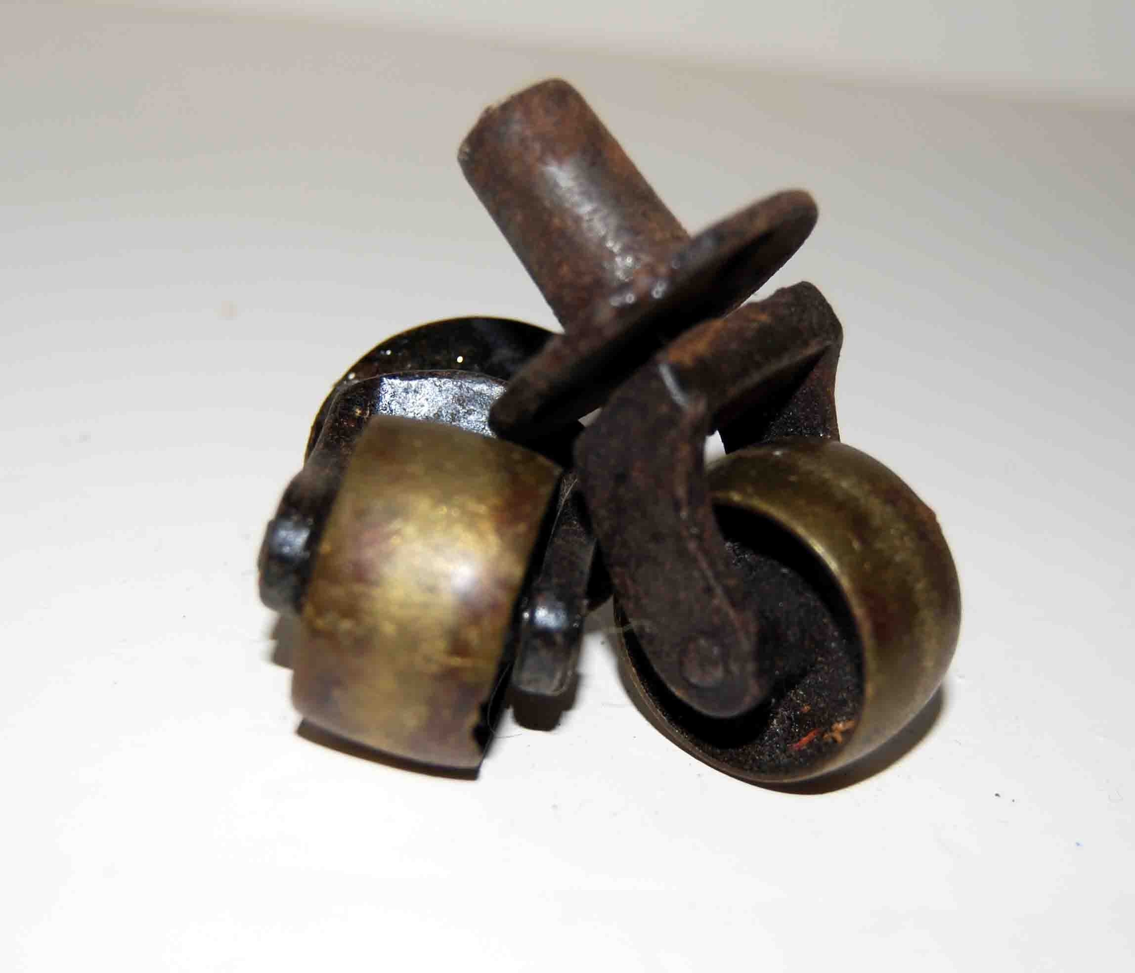 Small Pair of Brass Furniture Casters
