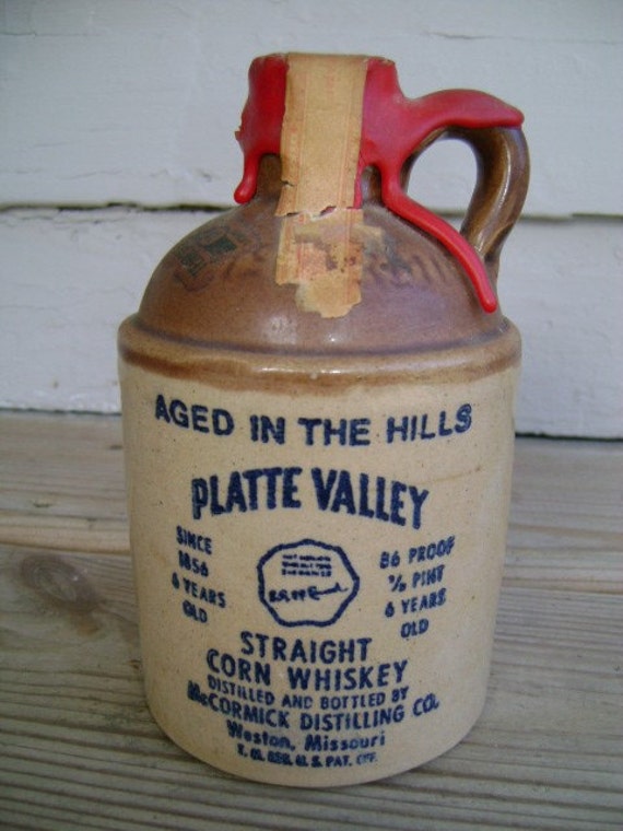 Platte Valley Corn Whiskey Stoneware Jug McCormick Liquor