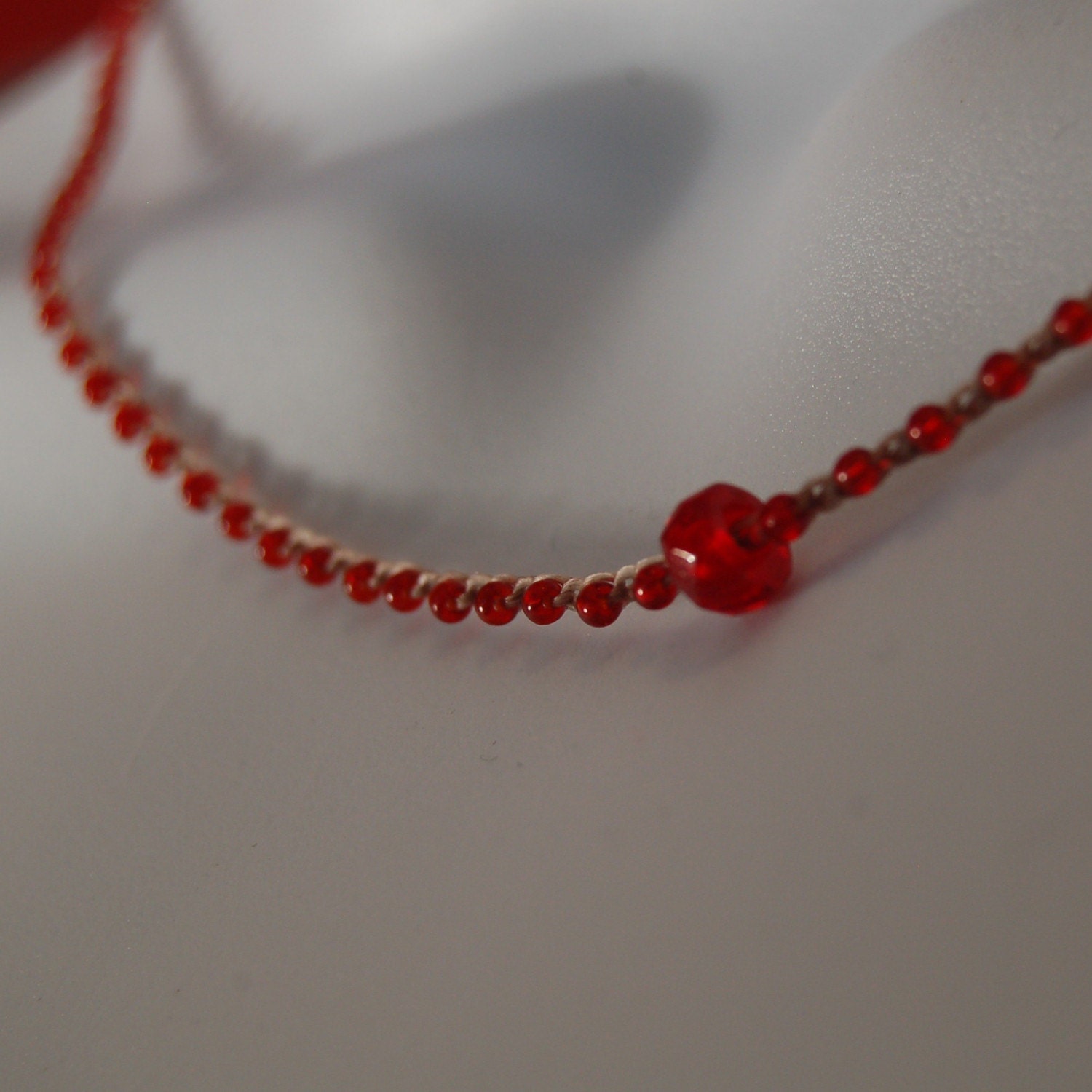 Infinity simple claspless crocheted necklace in red by TrueJune
