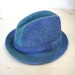 Vintage Men's Hat blue tweed plaid