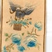 Dove carrying basket of flowers, Blue Roses, Deeply embossed, Antique Birthday Postcard