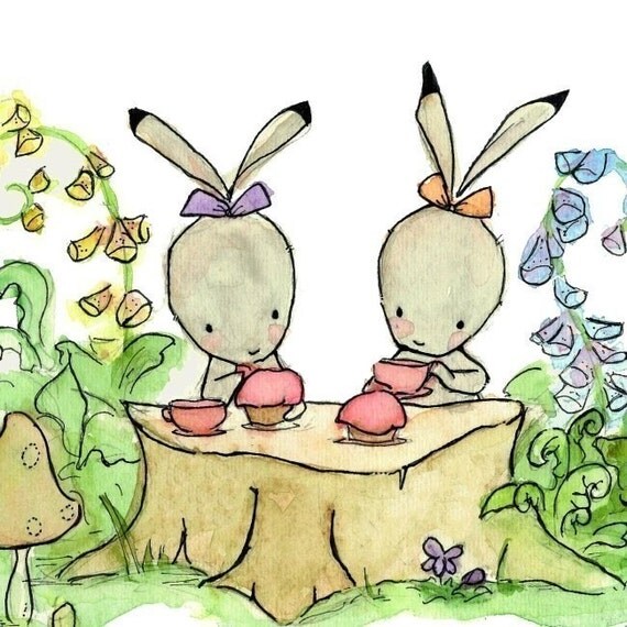 bunny rabbit garden party tea set