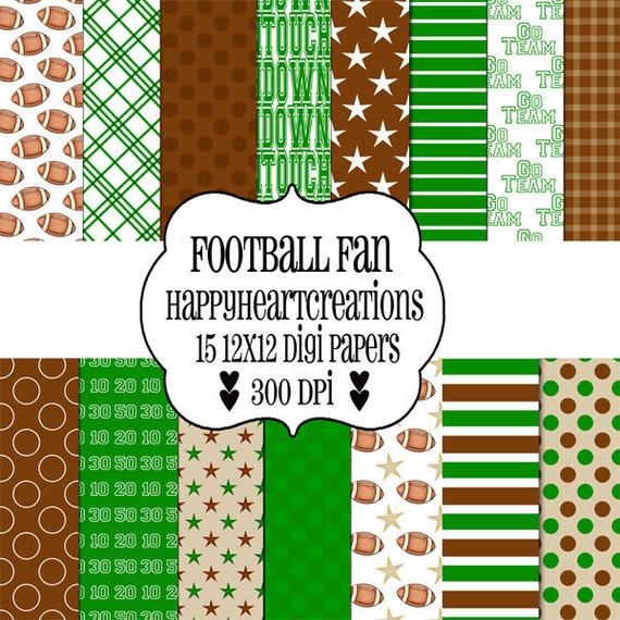 Digital Scrapbook Papers Football Fan