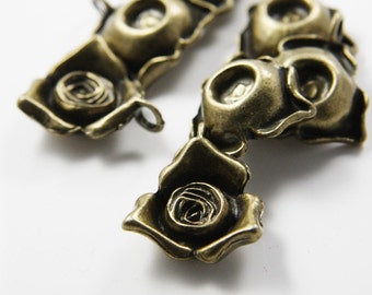 6pcs Antique Brass Tone Base Metal Charms-Flower 28x23mm (8434Y-D-264B)