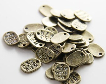 30pcs Antique Brass Tone Base Metal Charms-Tag 11x8mm (5194Y-B-57B)W