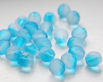 10pcs Czech Fire Polish Faceted Round Fire and Ice-Crystal/Blue10mm (FP10195)
