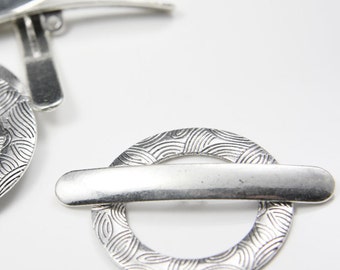 4 Sets Oxidized Silver Tone Base Metal Toggle Clasps (15240Y-K-178A)