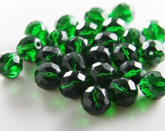 10pcs Czech Fire Polish Faceted Round-Tr. Green 12mm (FP12071)