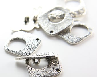 6 Sets Oxidized Silver Tone Base Metal Toggle Clasps (12462Y-K-219)