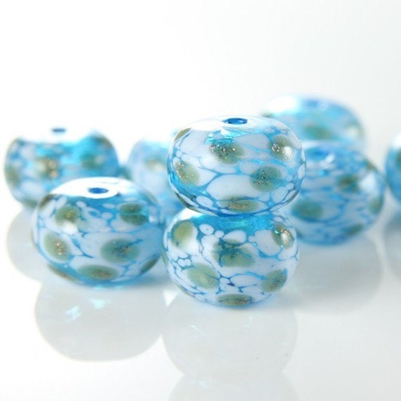 4pcs Hand Blown Hollow Glass BeadsSaucer Coin 20x13mm by clbeads