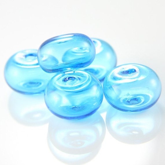 6pcs Hand Blown Hollow Glass BeadsSaucer Coin 21x13mm