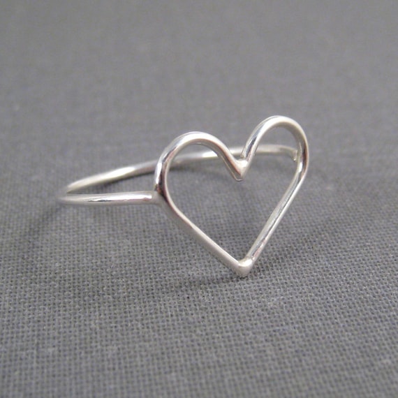 Sterling Silver Ring - Open Heart - Simple Modern Minimal Ring