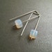 Sterling Silver Earrings - Opalite Glass Cube Beads - Short - Simple Modern Minimal Beaded Earrings