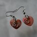 Heart shaped shell earrings with wire swirl-summer fashion-beach wear- pink/coral color