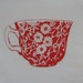 The Heated Teacup - Red Raspberry on White DIshtowel