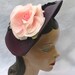 1950's Vintage Pleated Purple Hat with Pink Rose