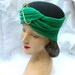 50's 60's Vintage Green Turban Hat with Large Accent Pin