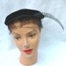 1950's Vintage Navy Blue Lucy Hat with Feather And Tie Back Veil Clover Lane