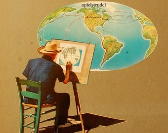 ARTWORK. World Portrait. MapArt Made Using a 1935 map.