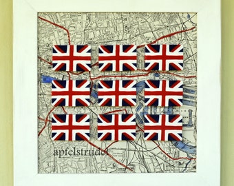 ARTWORK. London Calling. Framed 3D MapArt using a 1942 Map of London