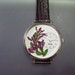 Pressed Flowers Women Watch Handmade Jewelry Purple Flowers in Wrist Watch with Leather Band