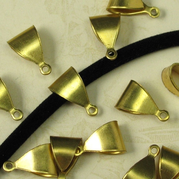 12 Raw Brass Bails Necklace Jewelry Findings 379