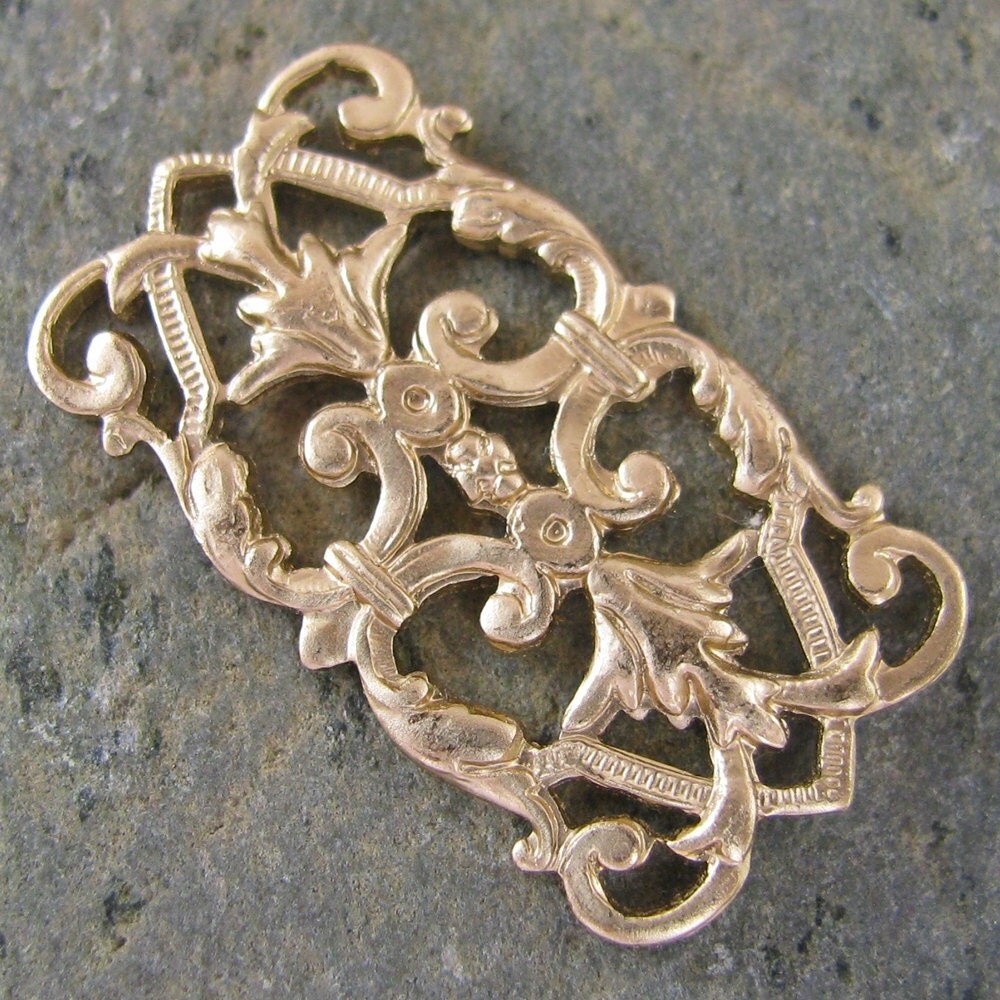 Rectangle Filigree Brass Jewelry Supplies 6 pieces 343