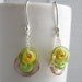 Green, Yellow and Purple Amoeba Earrings