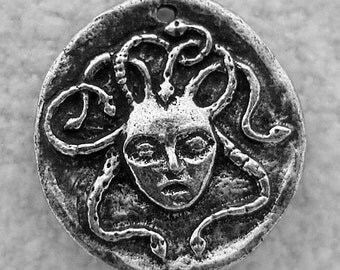 Green Girl Studios Pewter Medusa Coin Pendant